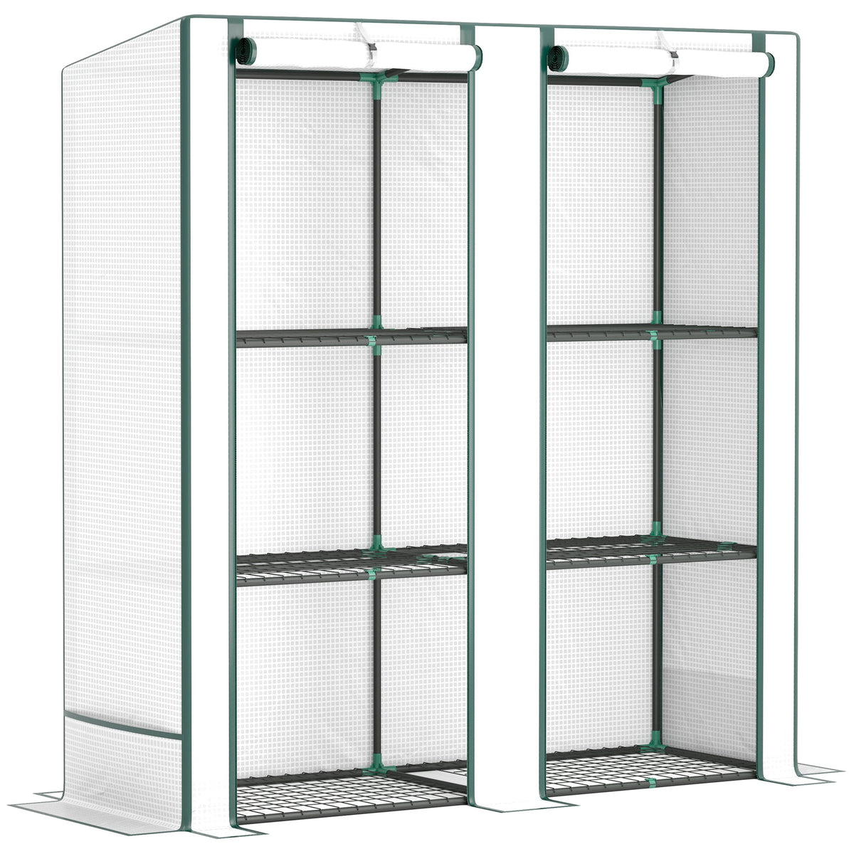 Outsunny 3 Tier Lean-to Mini Greenhouse with Green Hemmed Edging