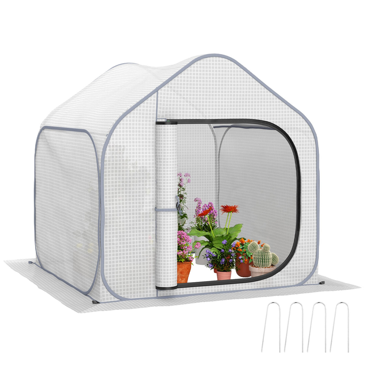 Outsunny Mini Pop Up Greenhouse w/ Reinforced PE Cover, Zipper Door