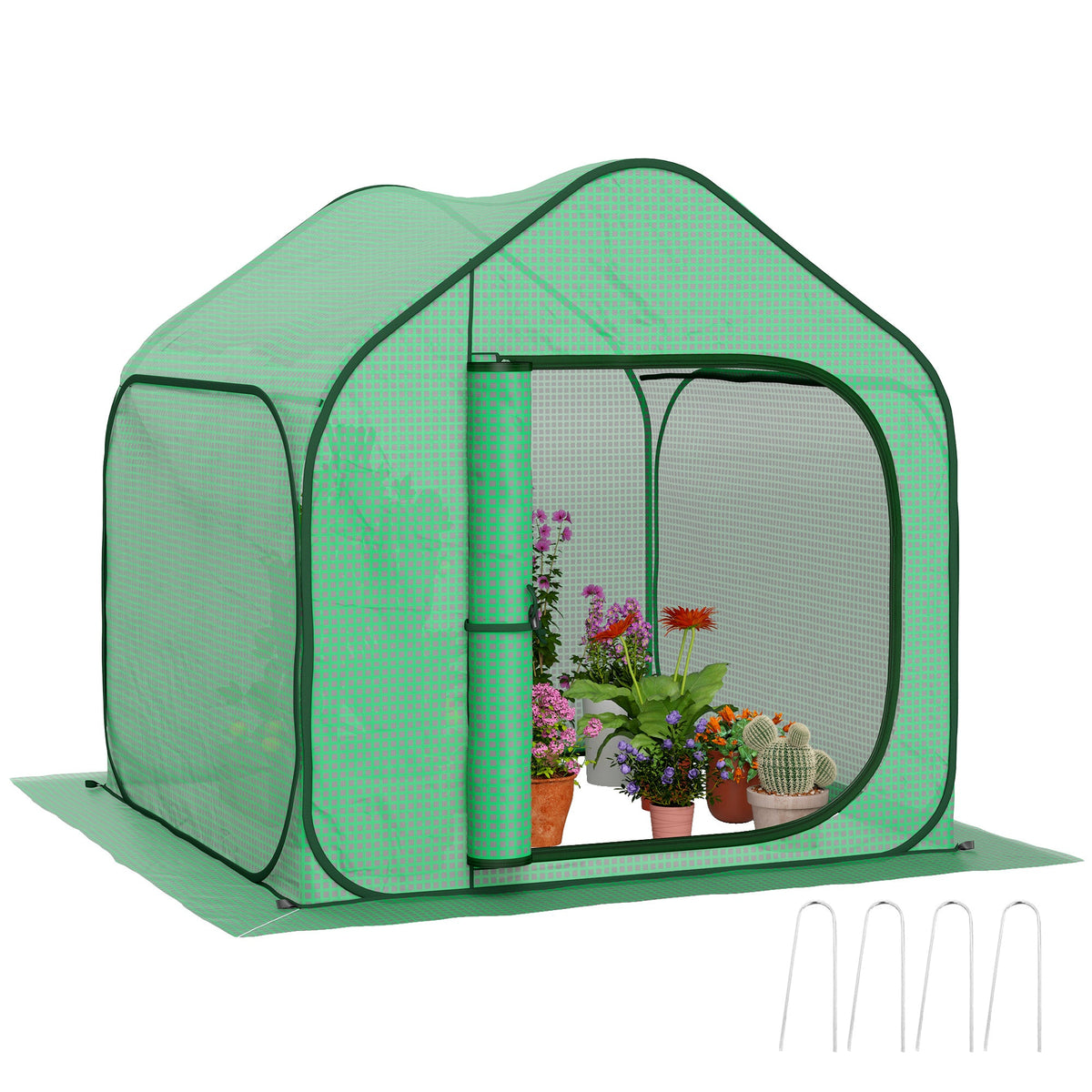 Outsunny Mini Pop Up Greenhouse w/ Reinforced PE Cover, Zipper Door