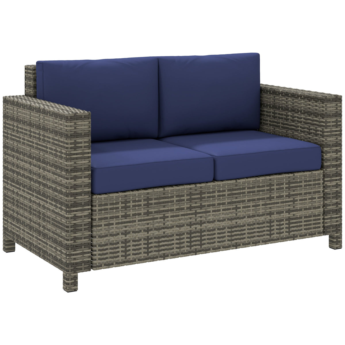 Outsunny Rattan Wicker 2-seat Sofa Loveseat Padded Garden Furniture