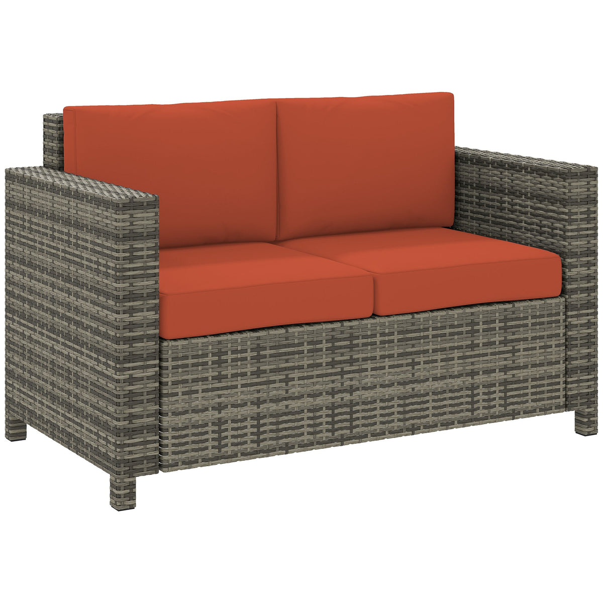 Outsunny Rattan Wicker 2-seat Sofa Loveseat Padded Garden Furniture