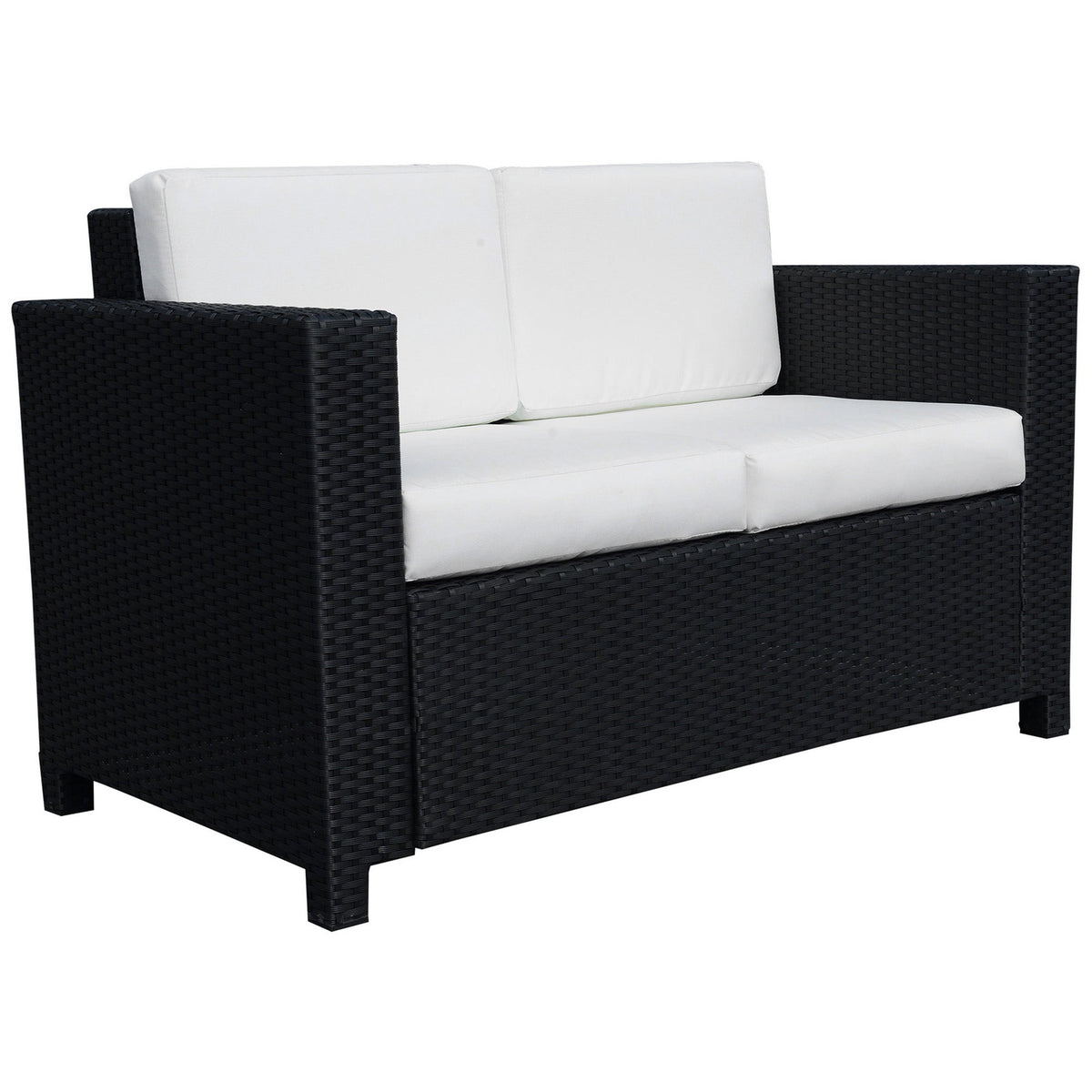 Outsunny Rattan Wicker 2-seat Sofa Loveseat Padded Garden Furniture