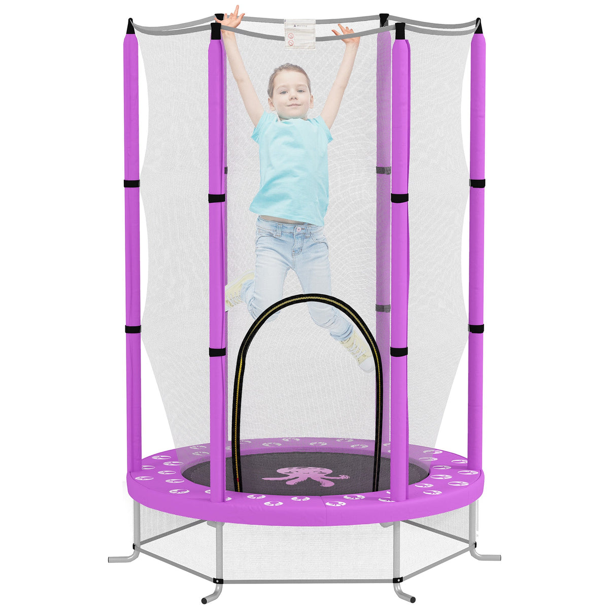 AIYAPLAY 4.6FT Kids Trampoline with Safety Enclosure Net