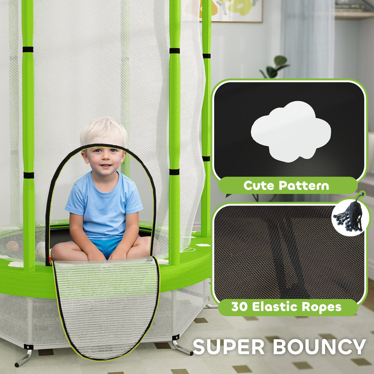 AIYAPLAY 4.6FT Kids Trampoline with Safety Enclosure Net