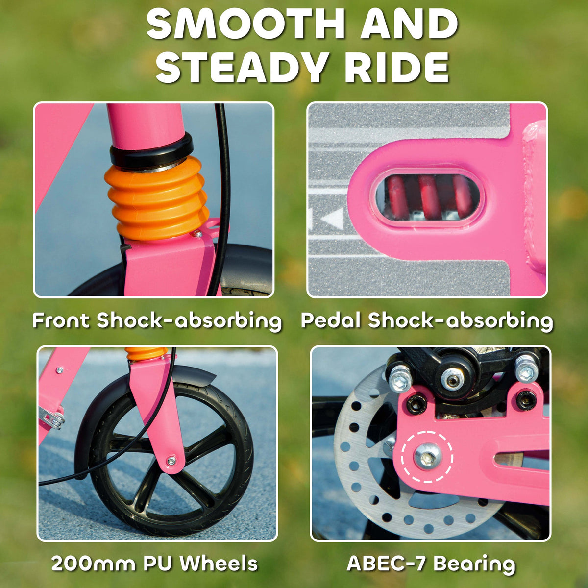 AIYAPLAY Kids Scooter, Foldable Kick Scooter w/ Adjustable Handlebar
