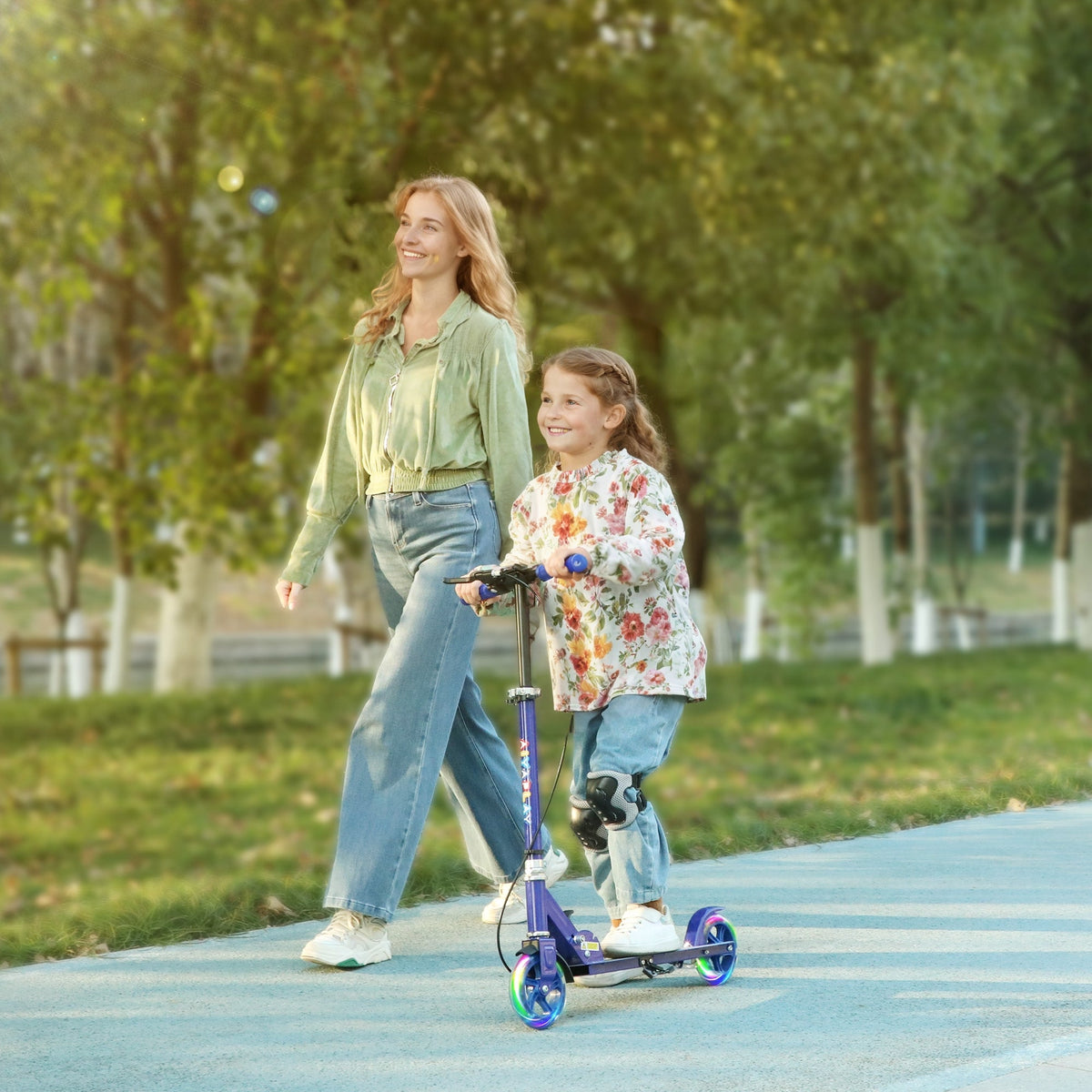 AIYAPLAY Scooter for Kids, Folding Kick Scooter w/ Adjustable Handle