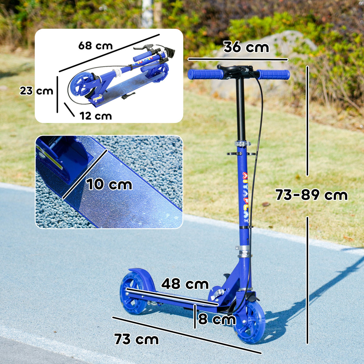 AIYAPLAY Scooter for Kids, Folding Kick Scooter w/ Adjustable Handle