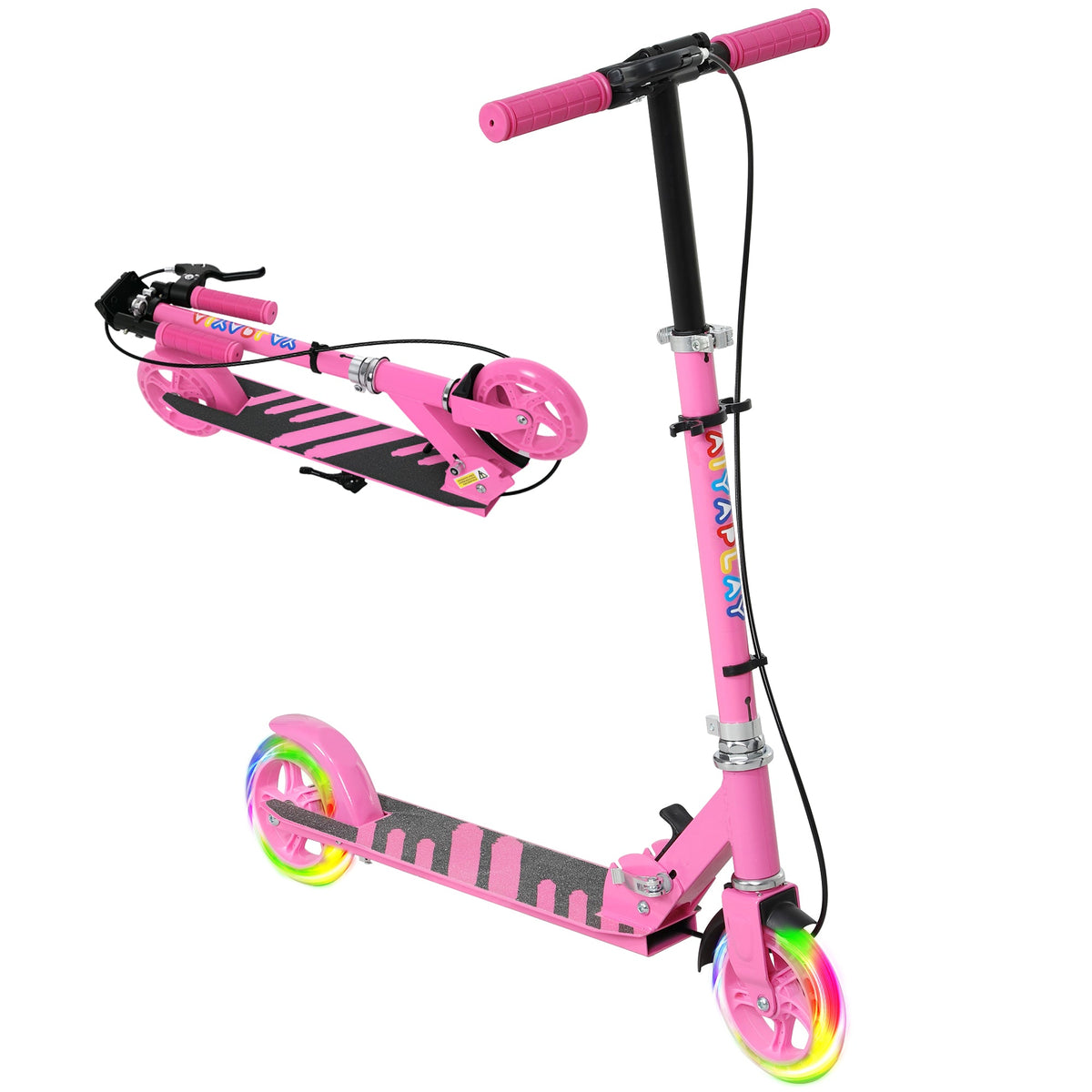 AIYAPLAY Scooter for Kids, Folding Kick Scooter w/ Adjustable Handle