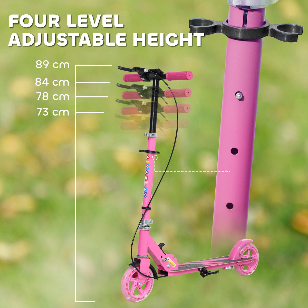 AIYAPLAY Scooter for Kids, Folding Kick Scooter w/ Adjustable Handle