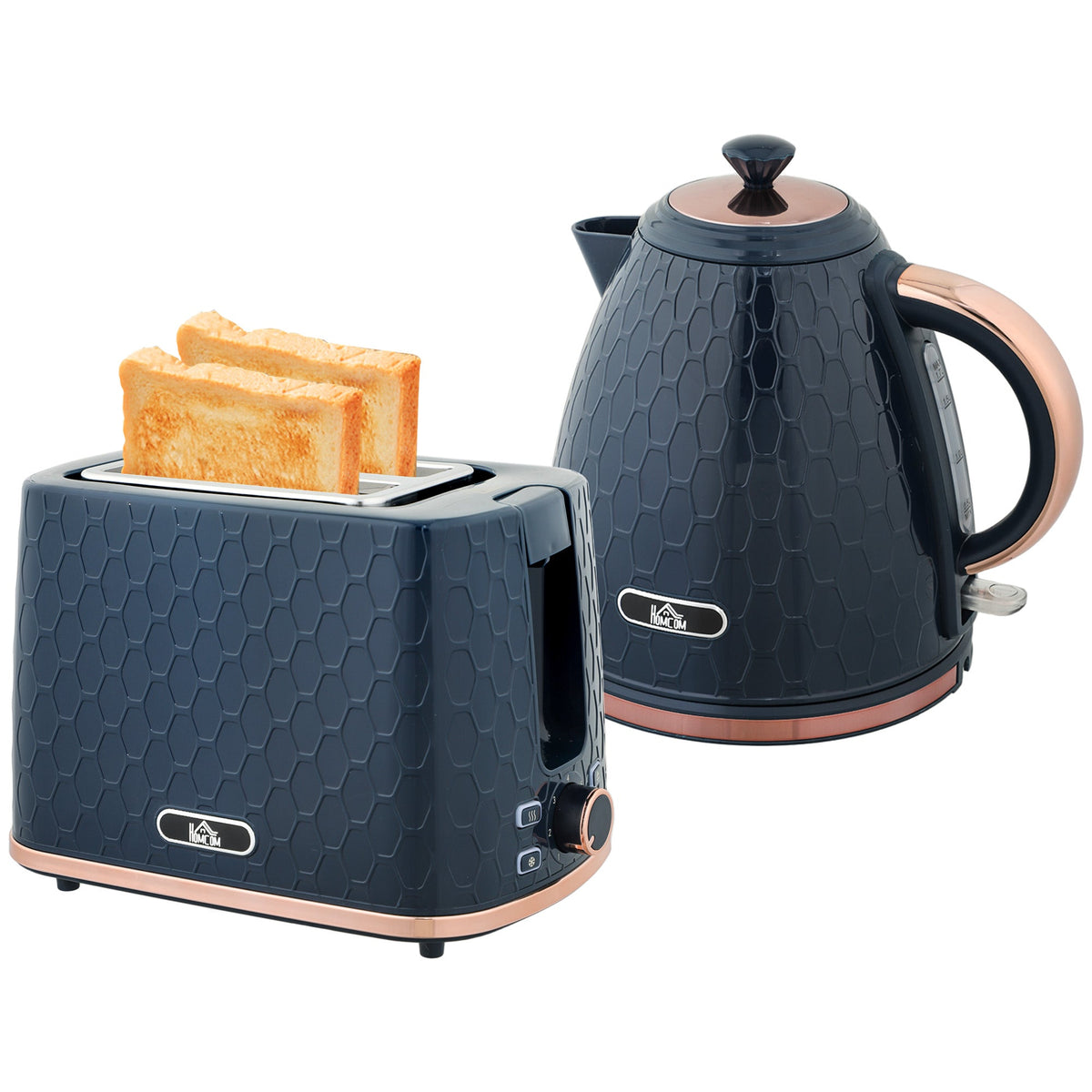 HOMCOM Kettle and Toaster Set 1.7L Fast Boil Kettle & 2 Slice Toaster Set