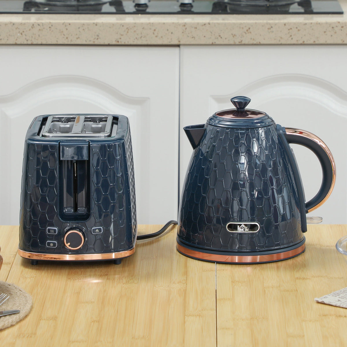HOMCOM Kettle and Toaster Set 1.7L Fast Boil Kettle & 2 Slice Toaster Set