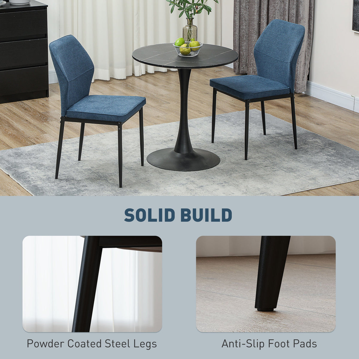 HOMCOM Set of 2 Dining Chairs with Curved Back Padded Seat for Kitchen