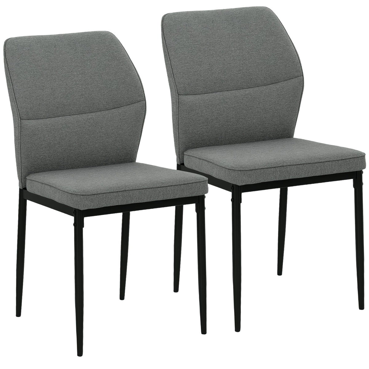 HOMCOM Set of 2 Dining Chairs with Curved Back Padded Seat for Kitchen