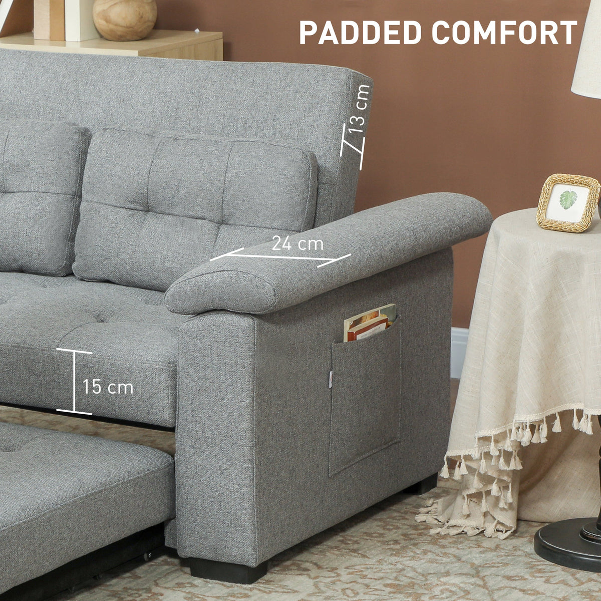 HOMCOM Click Clack Sofa Bed 2 Seater Sofa Bed for Living Room