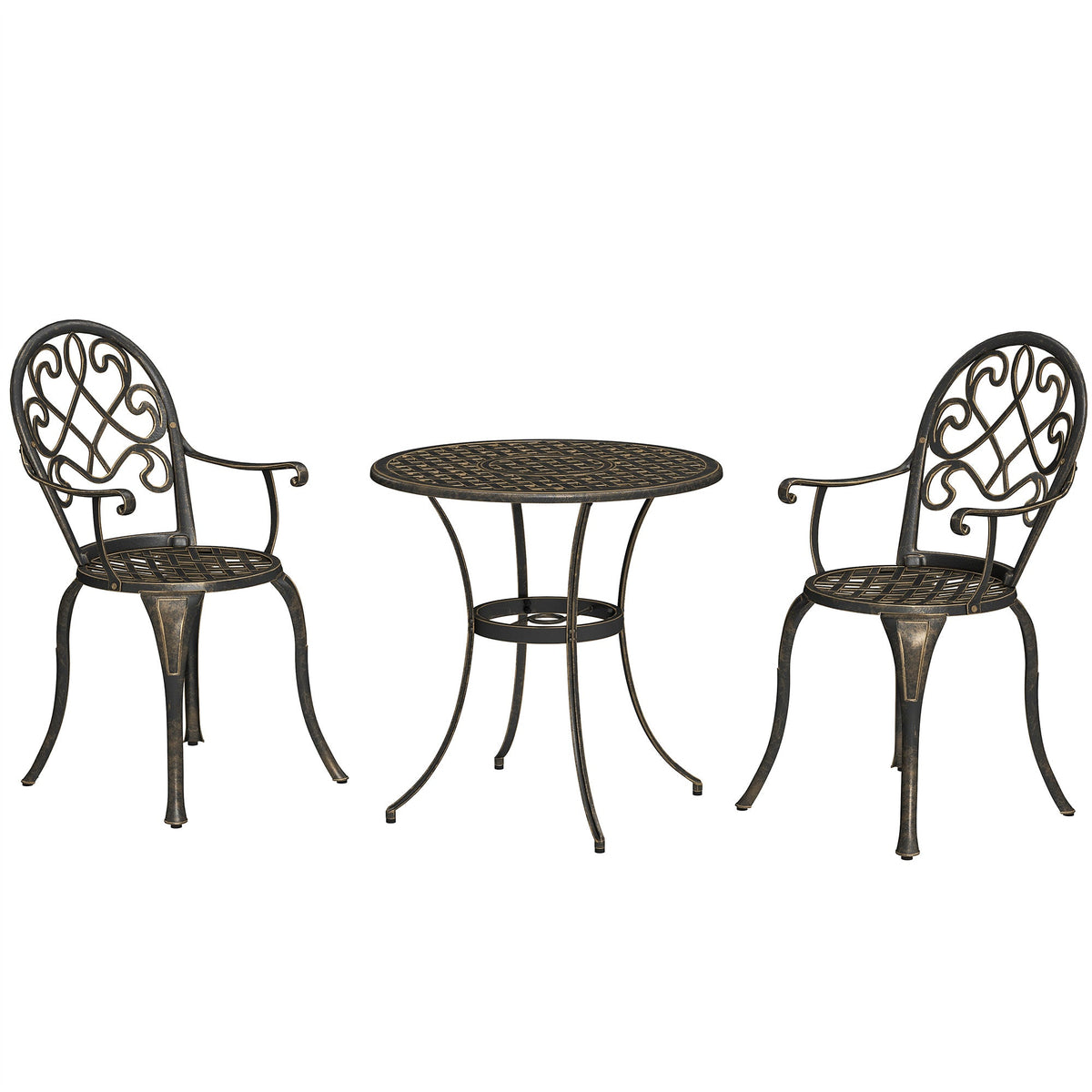 Outsunny 3PCs Bistro Set,  Aluminium Garden Table and Chairs