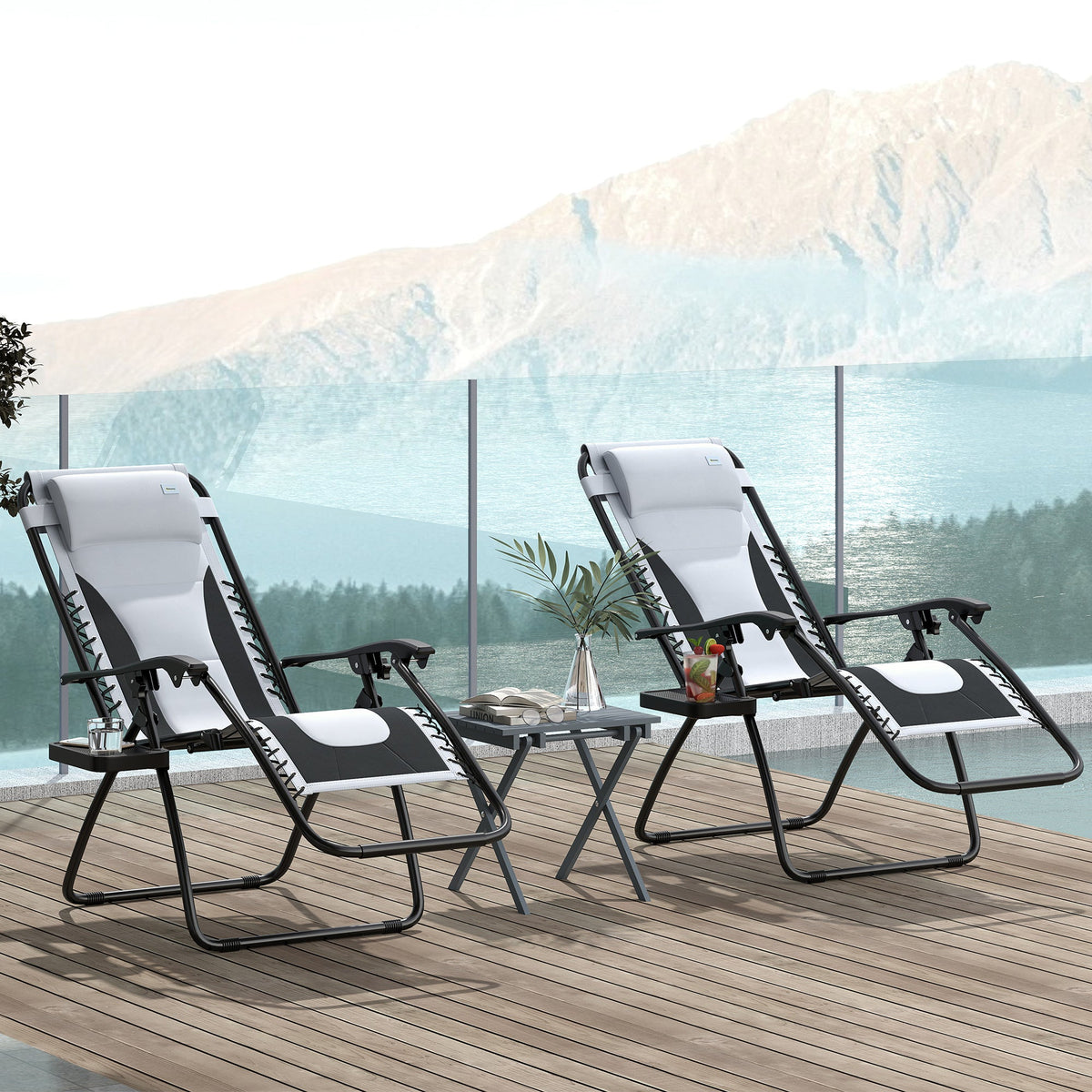 Outsunny Zero Gravity Lounger Folding Recliner Chair w/ Cup Holder