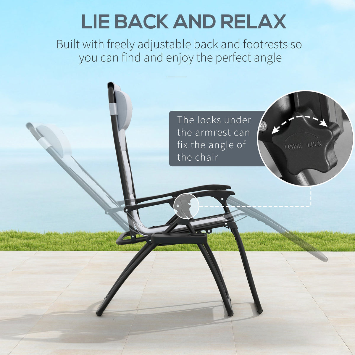 Outsunny Zero Gravity Lounger Folding Recliner Chair w/ Cup Holder