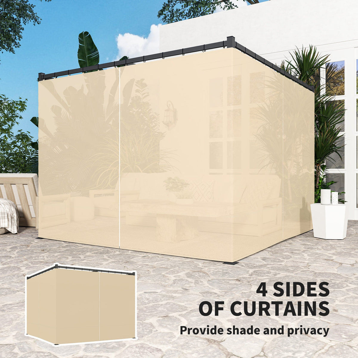 Outsunny 3 x 3(m) Pergola with Retractable Roof and Curtains