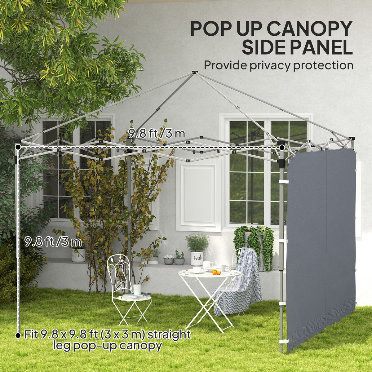 Outsunny Side Panel for 3x3 m Pop Up Gazebos, 1 Pack Sidewall Only
