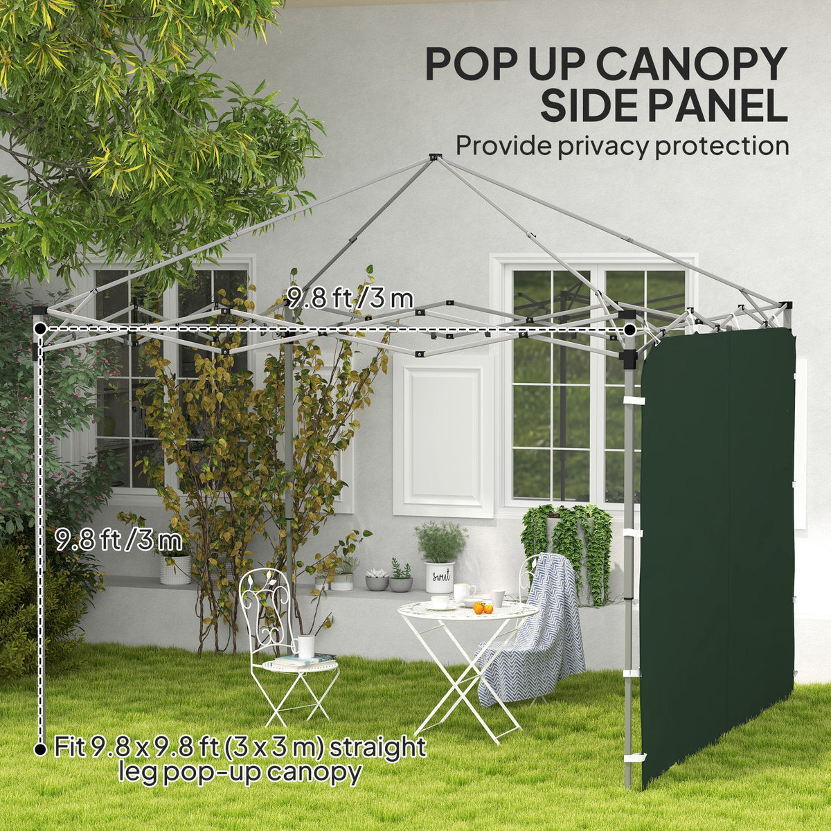 Outsunny Side Panel for 3x3 m Pop Up Gazebos, 1 Pack Sidewall Only
