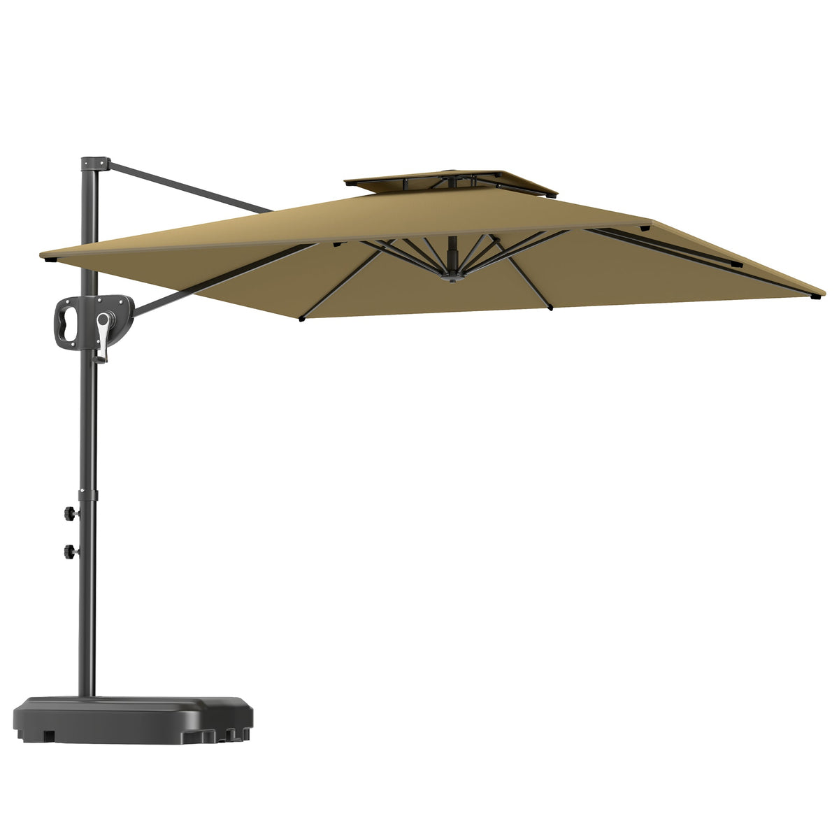 Outsunny Garden Cantilever Parasol w/ Weighted Base Tilt Crank
