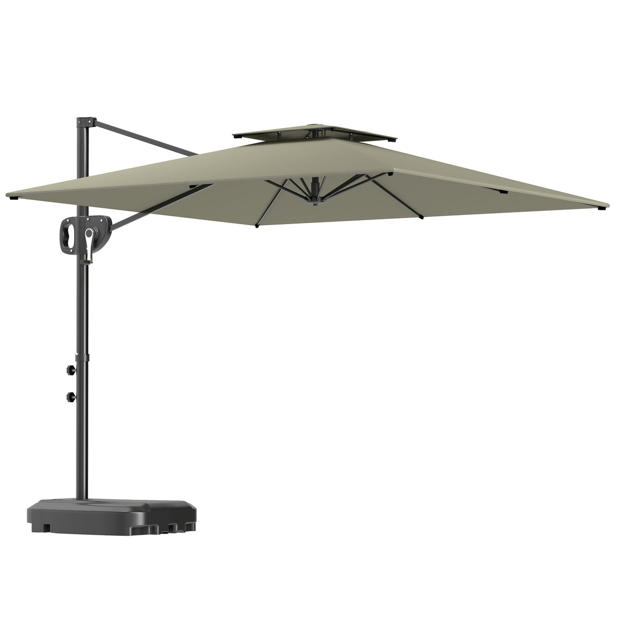 Outsunny Garden Cantilever Parasol w/ Weighted Base Tilt Crank