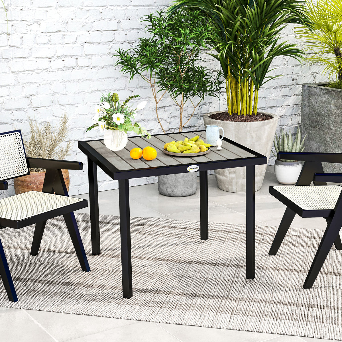 Outsunny Garden Table for 4 Person with 5.4cm Parasol Hole