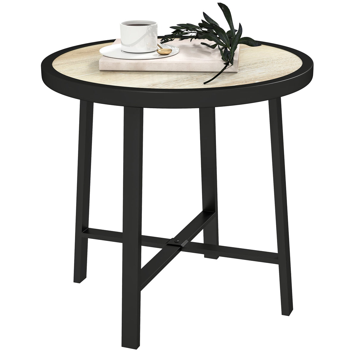 Outsunny 50.5cm Round Garden Table with SPC Tabletop