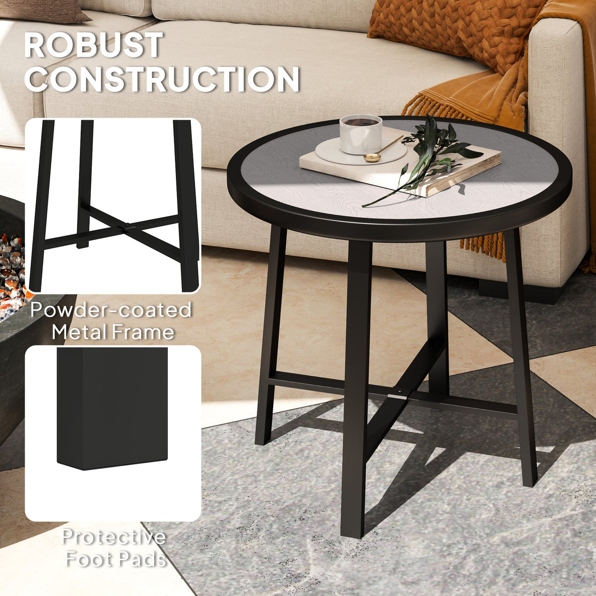 Outsunny 50.5cm Round Garden Table with SPC Tabletop