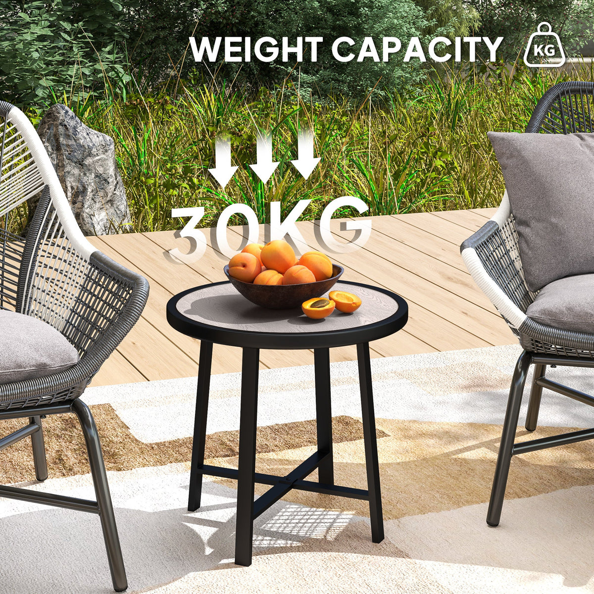 Outsunny 50.5cm Round Garden Table with SPC Tabletop