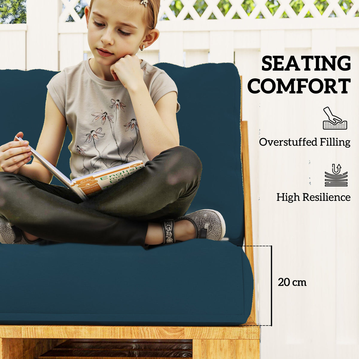 Outsunny 2 Seat Pallet Cushions 20cm Thick Outdoor Seat Pads