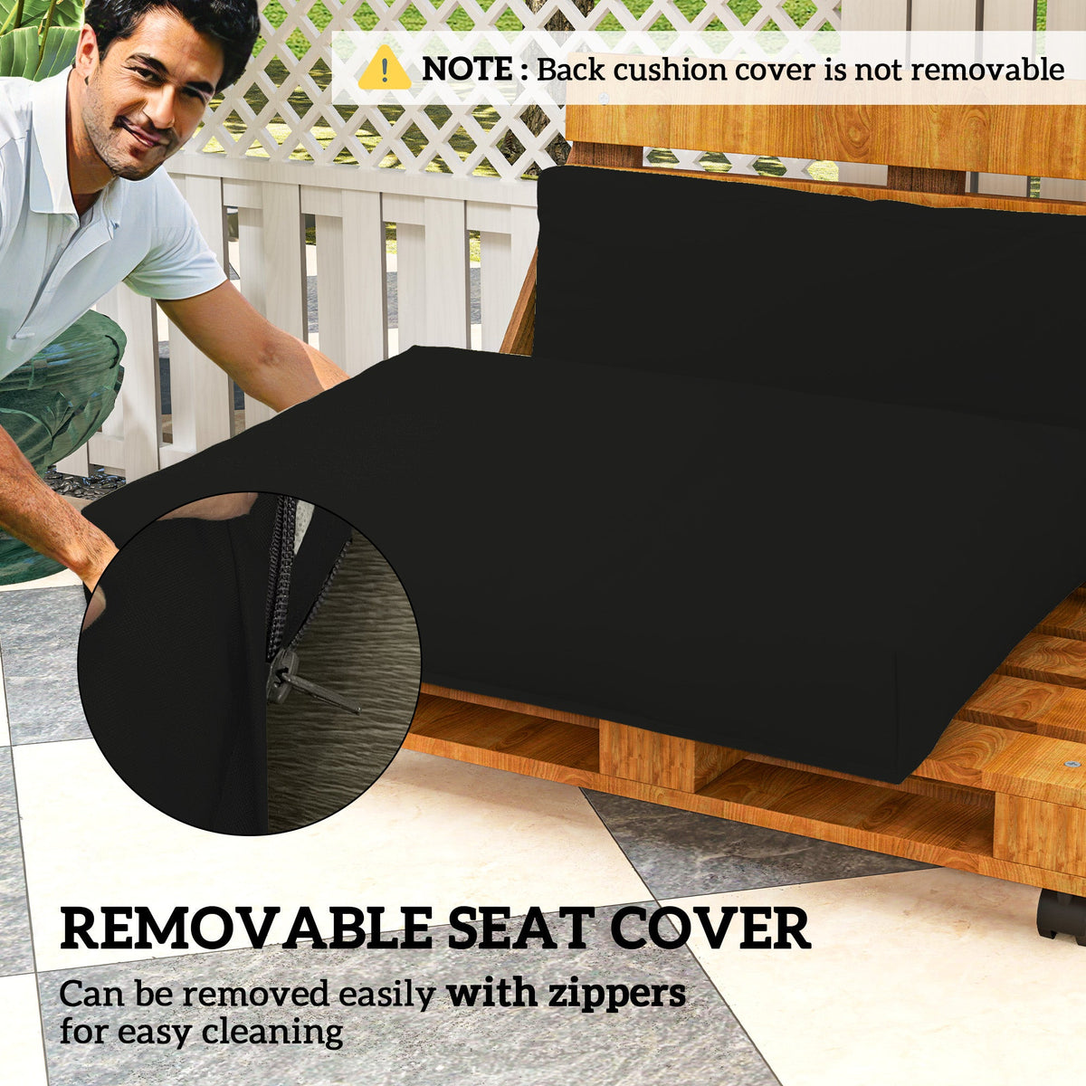 Outsunny 2 Seat Pallet Cushions 20cm Thick Outdoor Seat Pads