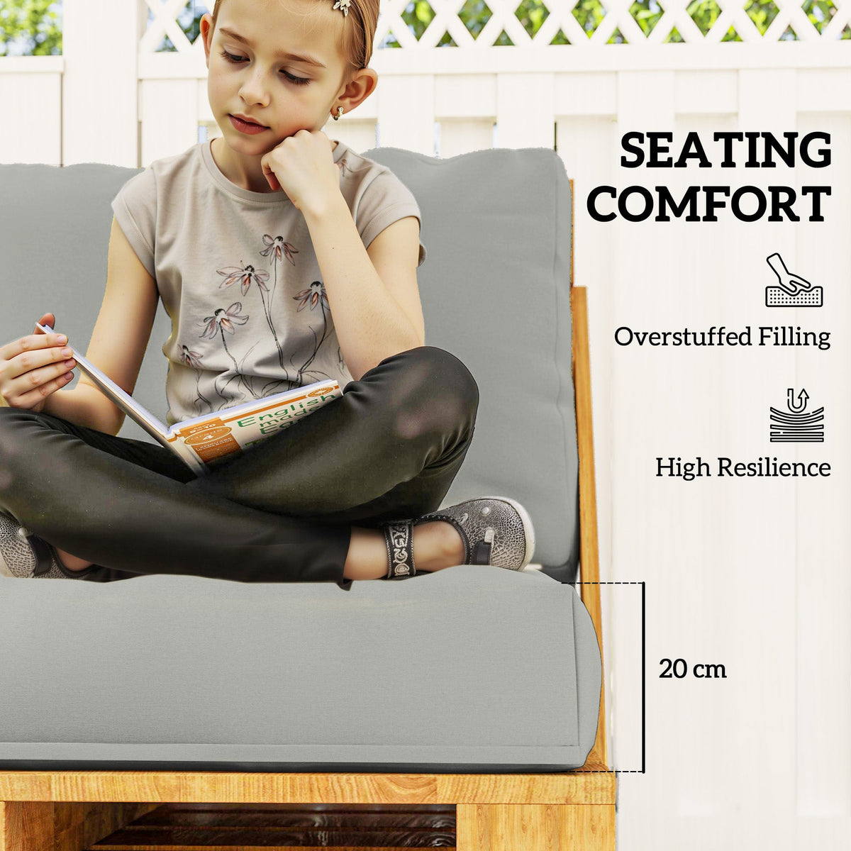 Outsunny 2 Seat Pallet Cushions 20cm Thick Outdoor Seat Pads