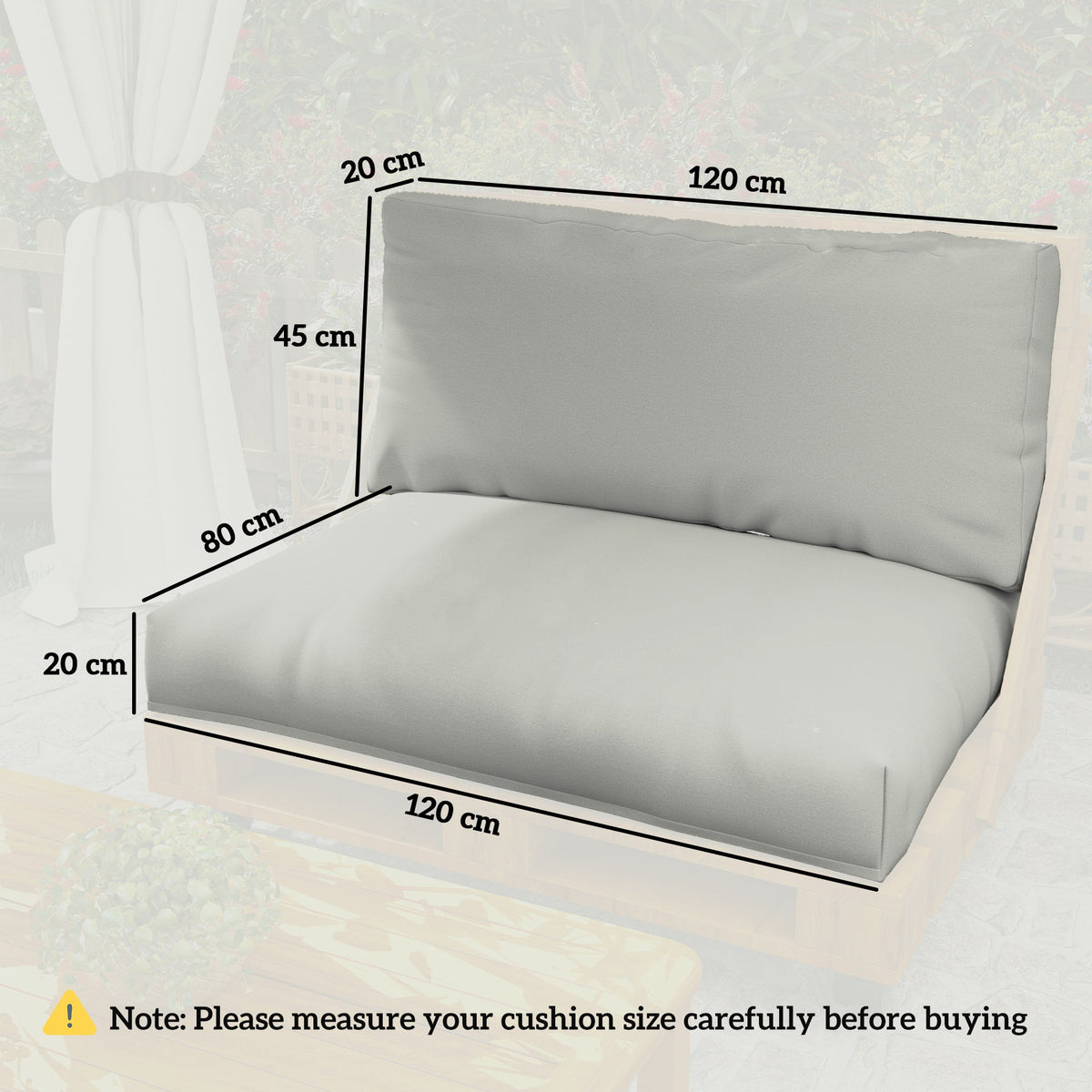 Outsunny 2 Seat Pallet Cushions 20cm Thick Outdoor Seat Pads