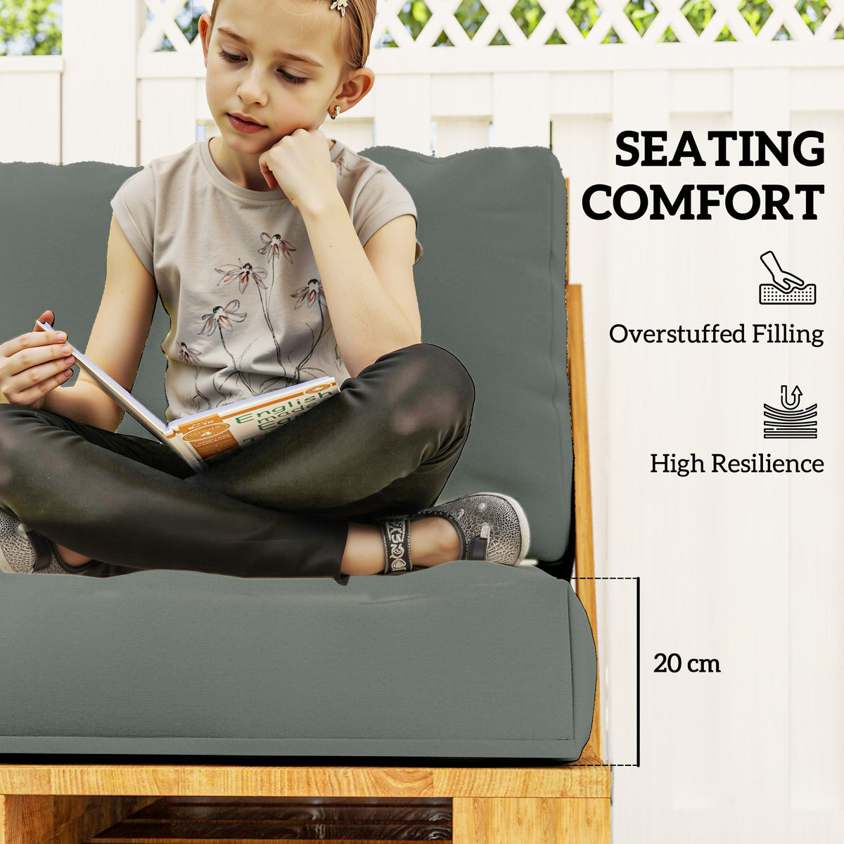 Outsunny 2 Seat Pallet Cushions 20cm Thick Outdoor Seat Pads