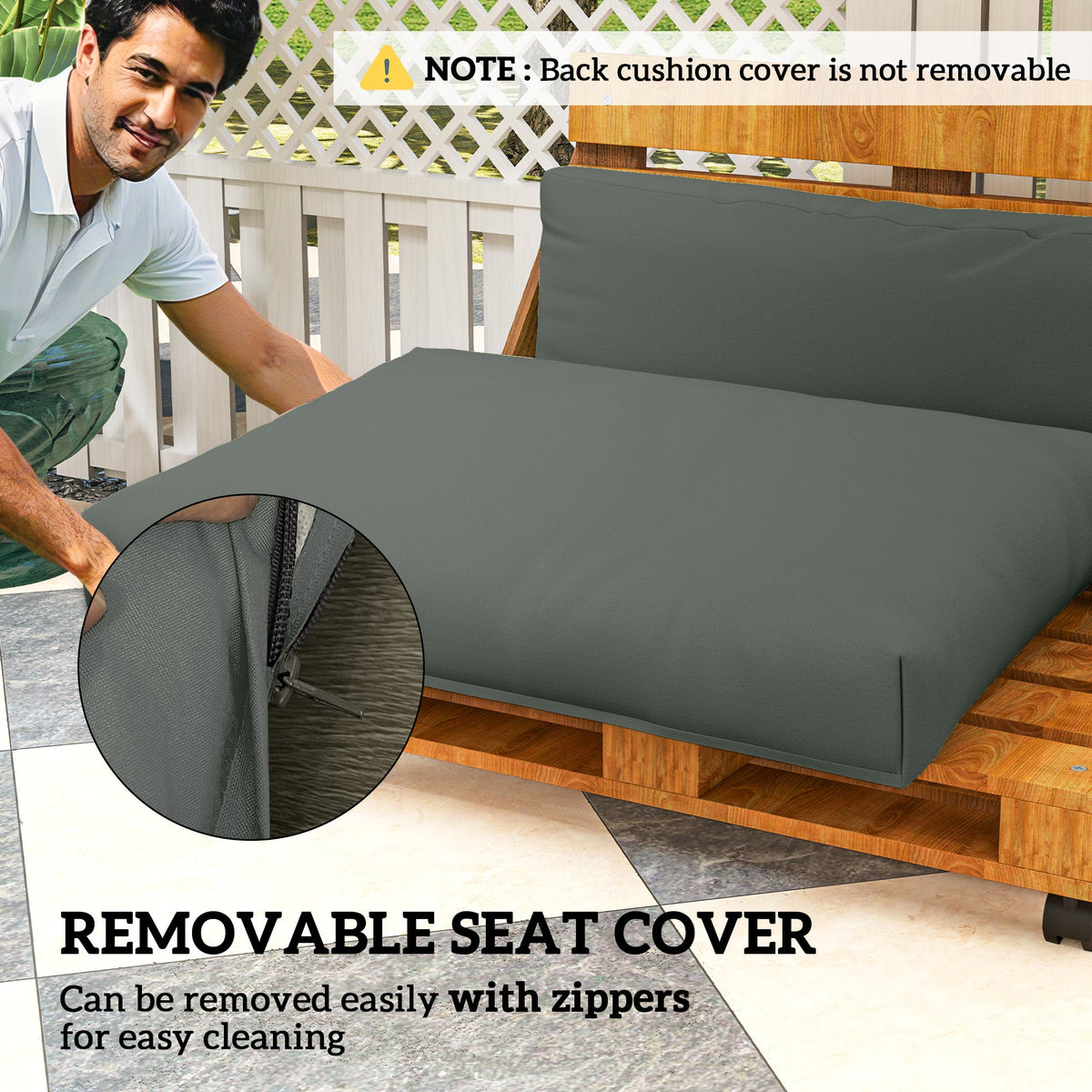 Outsunny 2 Seat Pallet Cushions 20cm Thick Outdoor Seat Pads