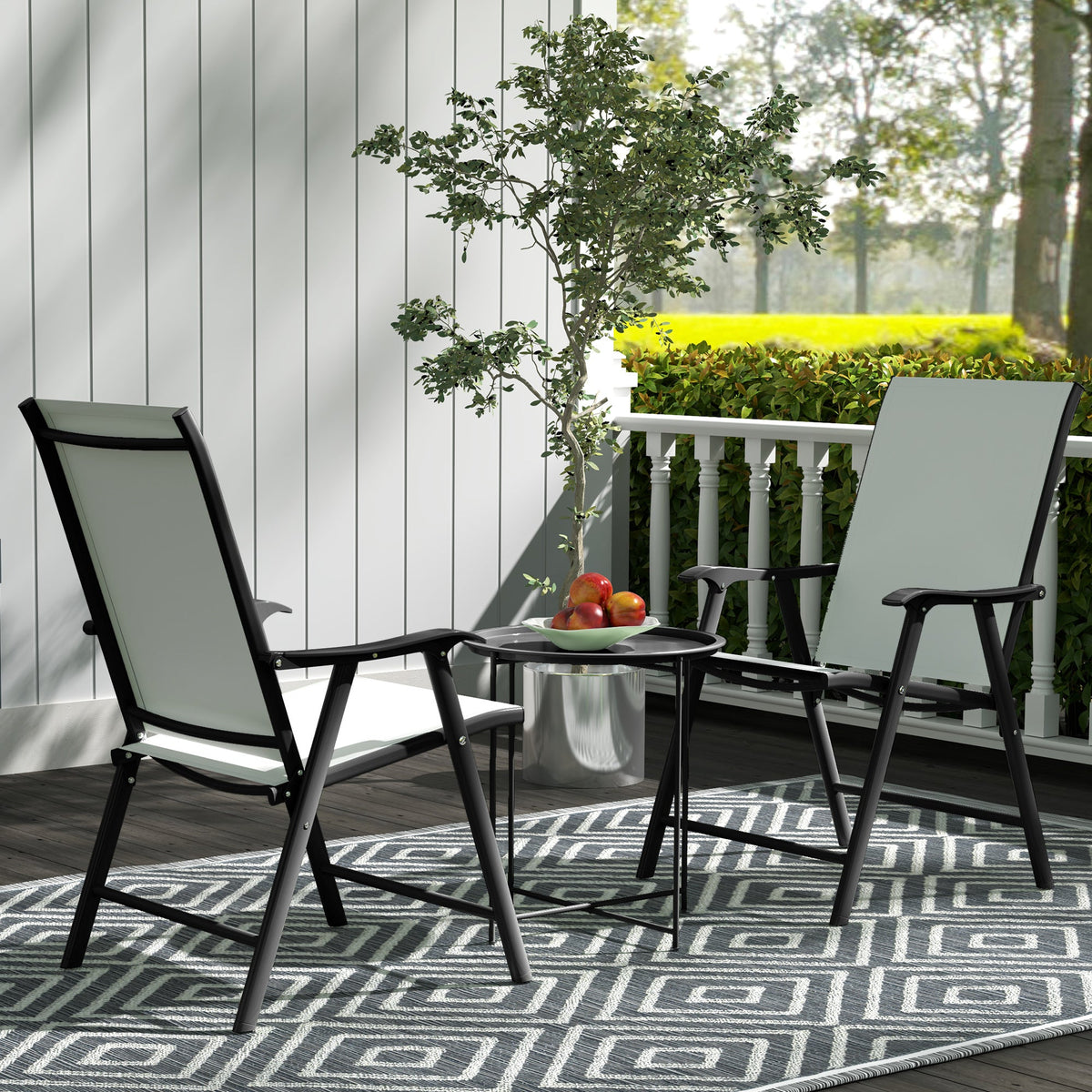 Outsunny 46cm Round Garden Table, Small Side Table w/ Removable Tray