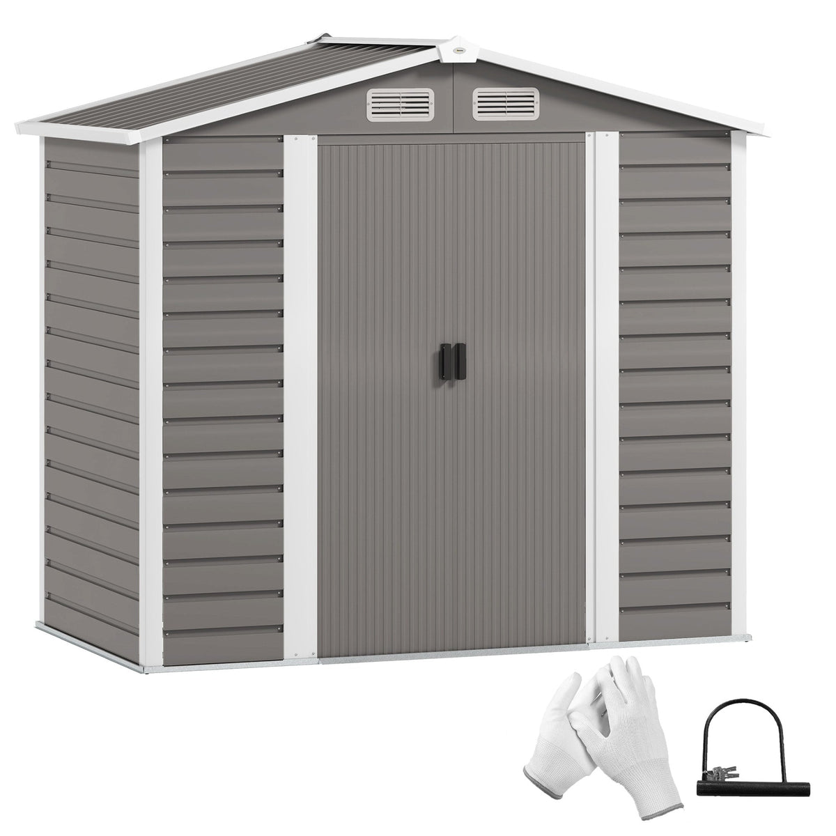 Outsunny 7 x 4ft Upgraded Metal Shed with Lock, Easy to Assemble