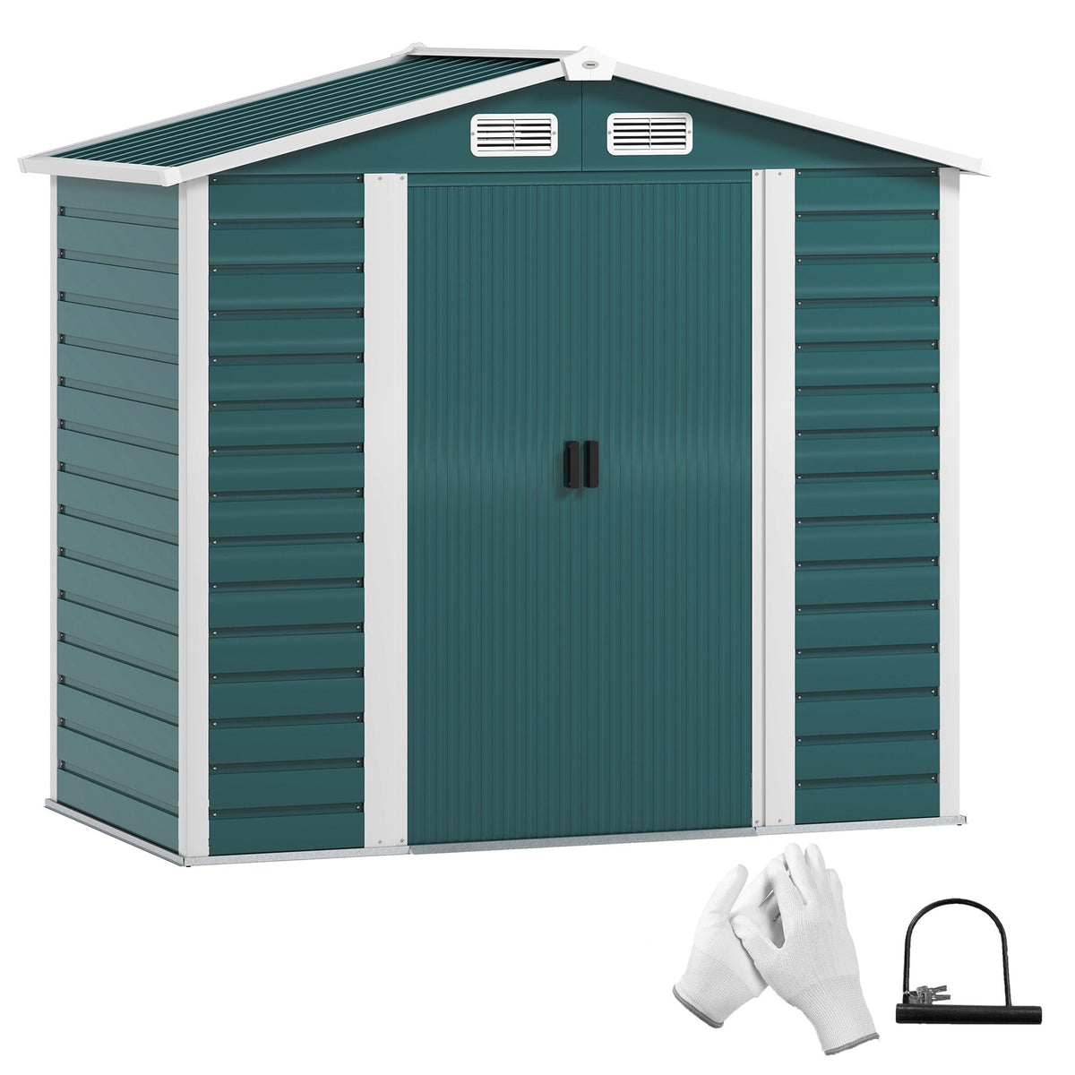 Outsunny 7 x 4ft Upgraded Metal Shed with Lock, Easy to Assemble