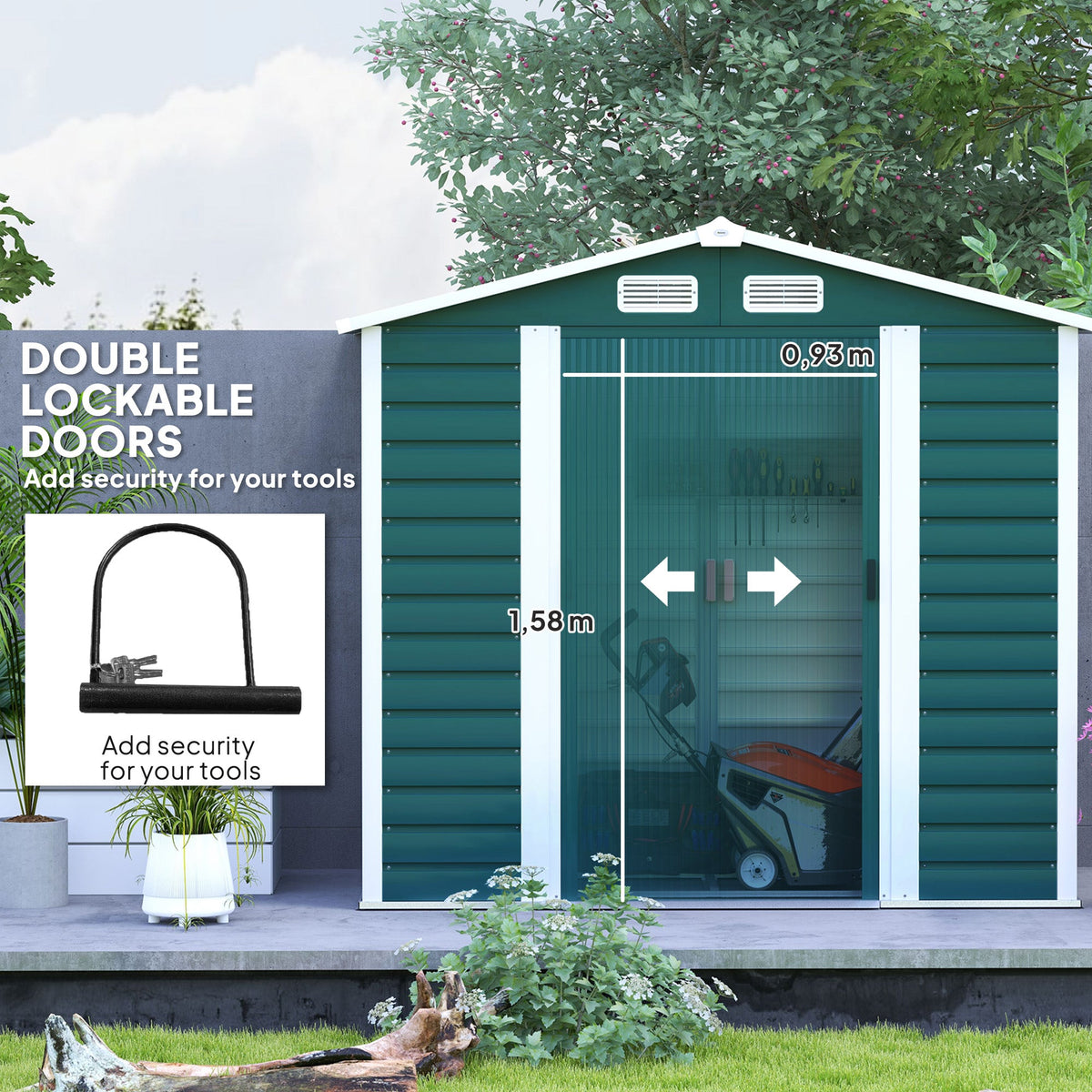 Outsunny 7 x 4ft Upgraded Metal Shed with Lock, Easy to Assemble