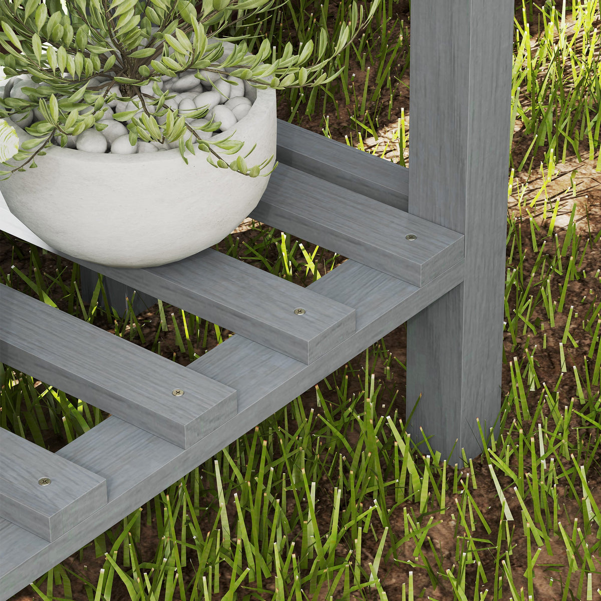 Outsunny Wooden Raised Bed w/ Bed Liner, Storage Shelf