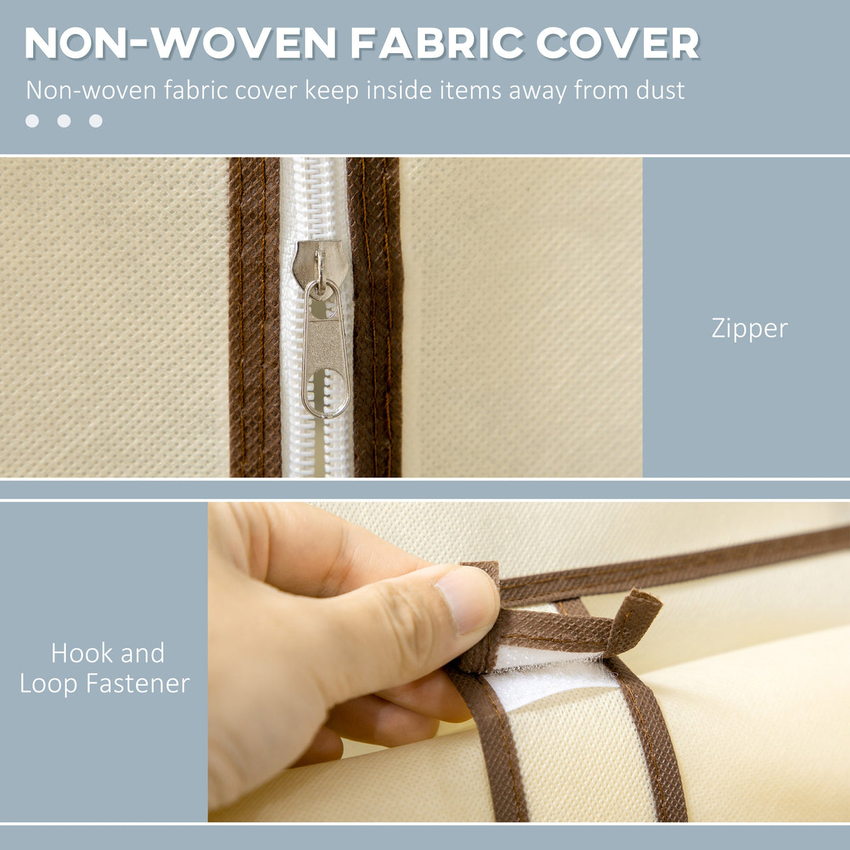 HOMCOM Fabric Wardrobe w/ Shelves Hanging Rail Foldable Closets