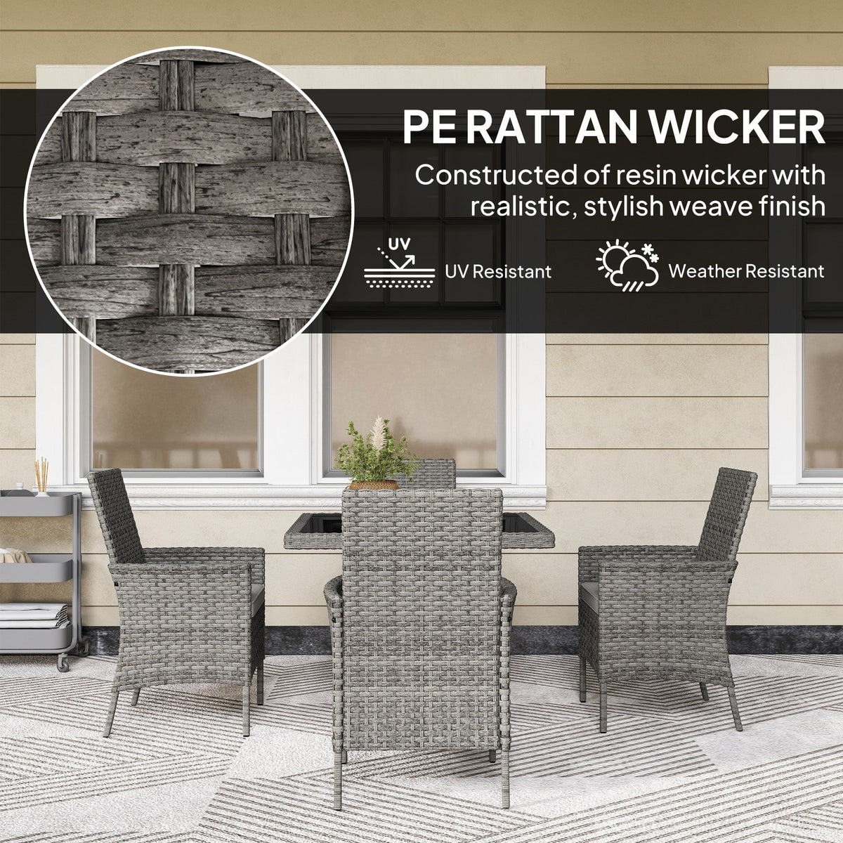 Outsunny 4 Seater Rattan Garden Furniture Set with Cushion
