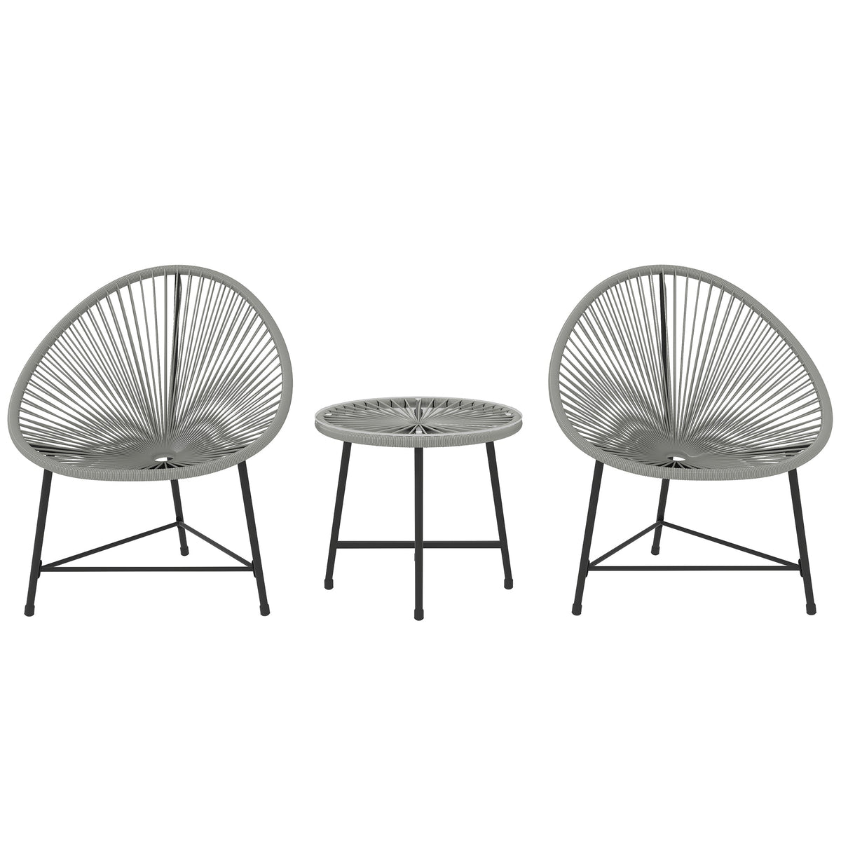 Outsunny Rattan Bistro Set, Cushioned Acapulco Chairs, Glass Table