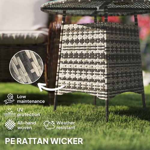 Outsunny Patio Furniture Rattan Garden Table with Umbrella Hole