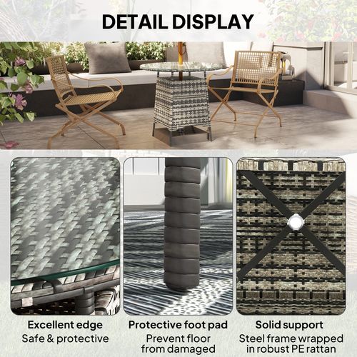 Outsunny Patio Furniture Rattan Garden Table with Umbrella Hole