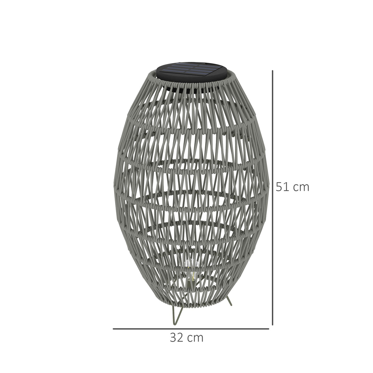 Outsunny Rattan Solar Lamp, Auto On/Off Garden Lantern
