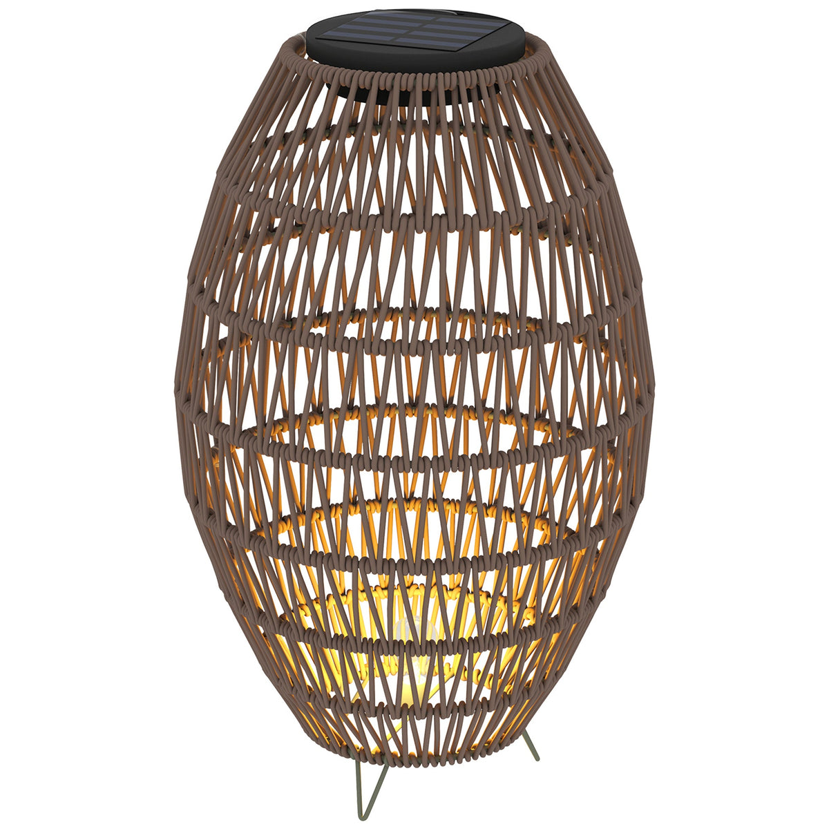 Outsunny Rattan Solar Lamp, Auto On/Off Garden Lantern