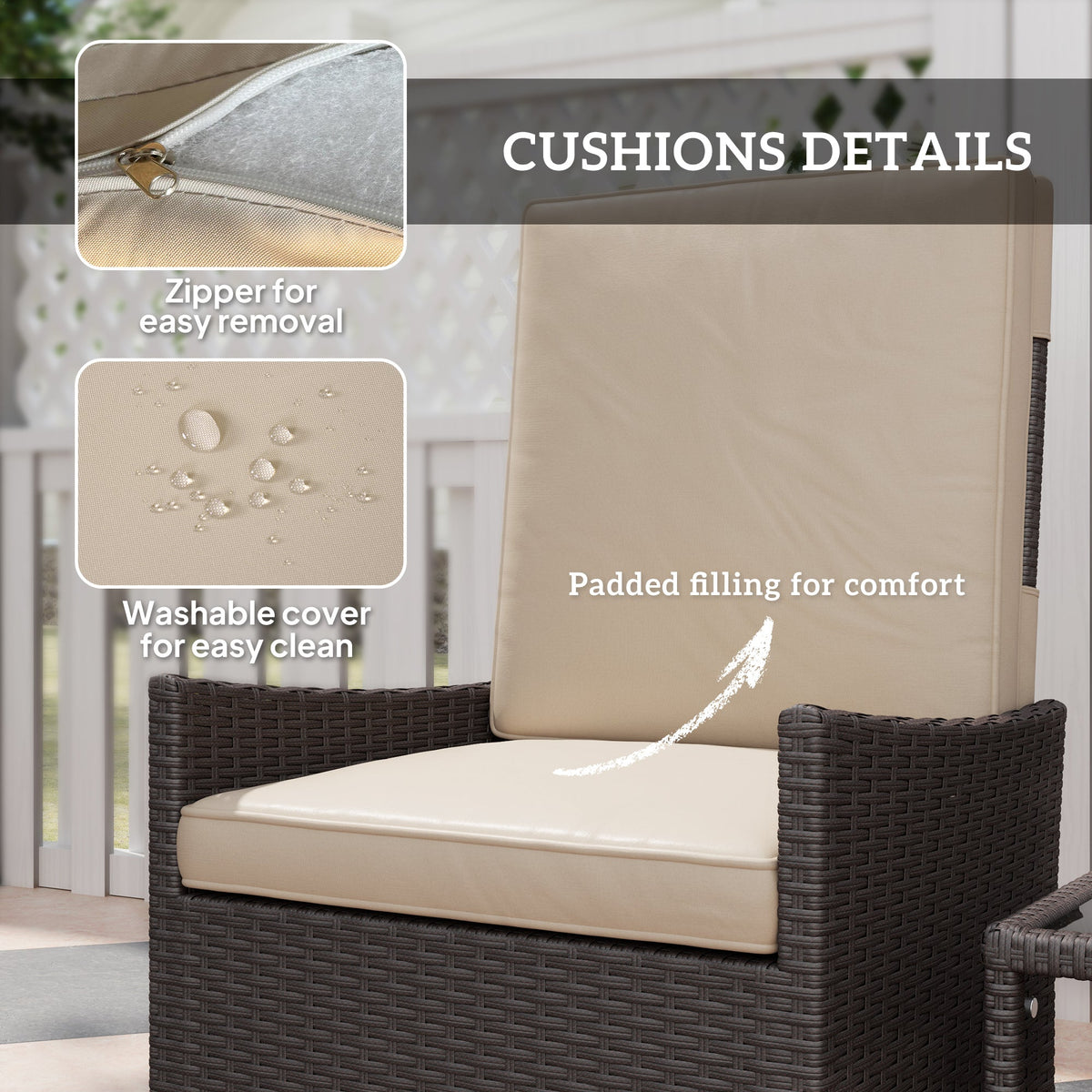 Outsunny 5 PCS Rattan Garden Furniture Set w/ Cushions