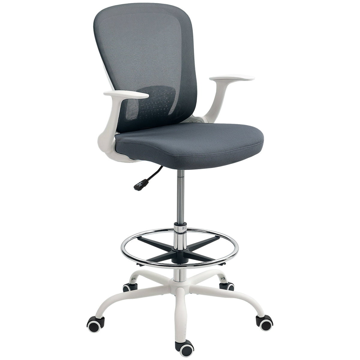 HOMCOM Mesh Draughtsman Chair, Ergonomic Drafting Chair